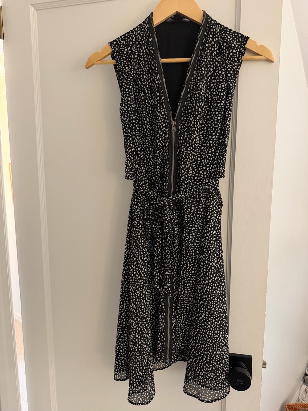 All Saints B&W Printed Zip-Front Women's Dress